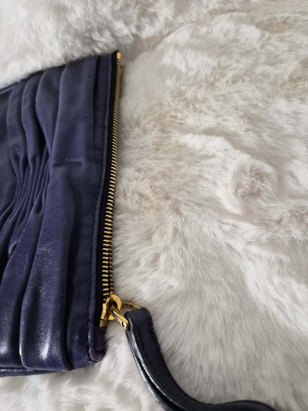 Miu Miu Navy Leather Wristlet Clutch - Picture 7 of 11